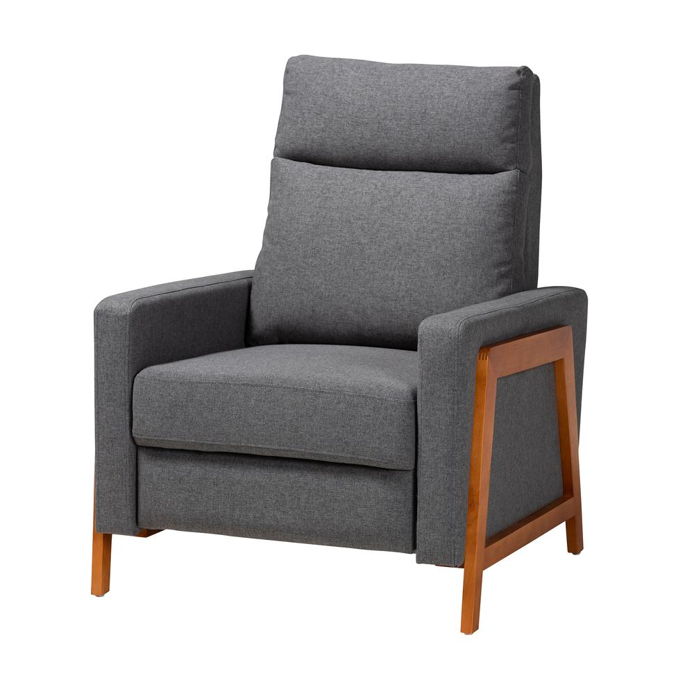 Halstein Mid-century Modern Grey Fabric Upholstered Lounge Chair