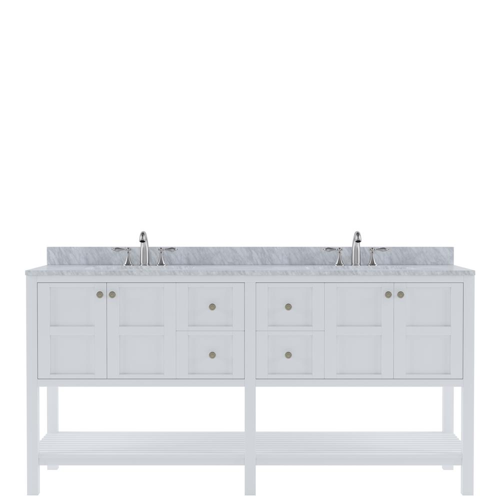 Winterfell 72" Double Bath Vanity in White with Marble Top and Sinks ED-30072-WMRO-WH-NM