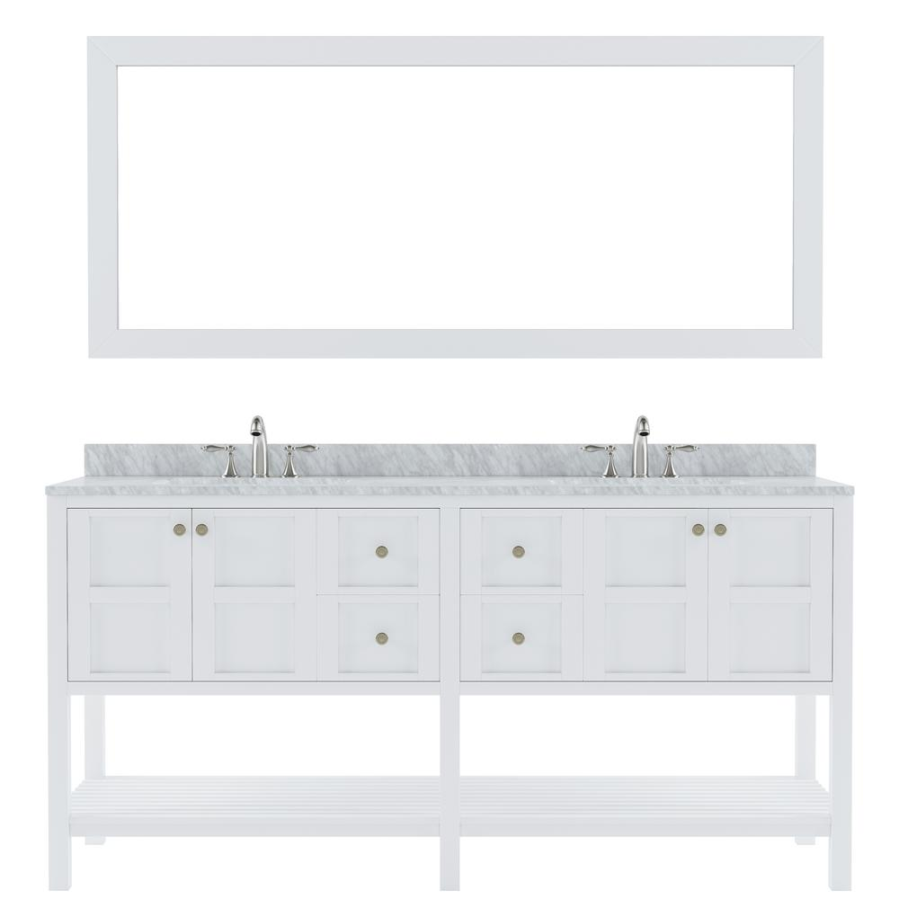 Winterfell 72" Vanity in White with Marble Top and Sinks and Mirror ED-30072-WMRO-WH