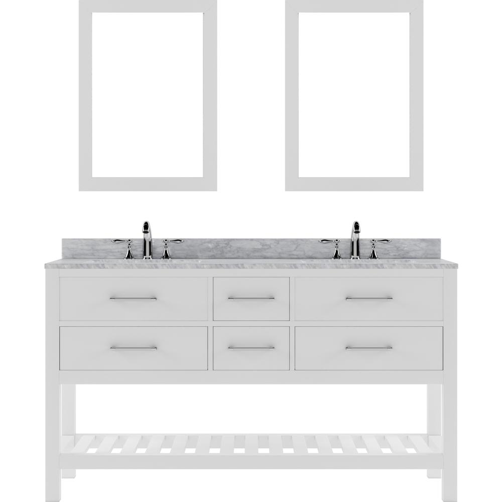Caroline Estate 60" Vanity in White with Top and Sinks and Mirrors MD-2260-WMRO-WH