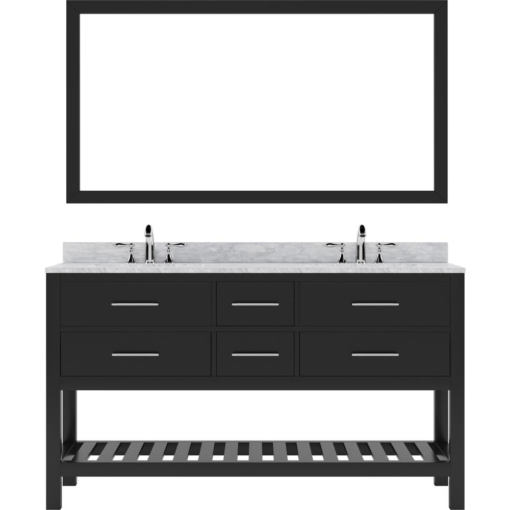 Caroline Estate 60" Vanity in Espresso with Top and Sinks and Mirror MD-2260-WMRO-ES-010