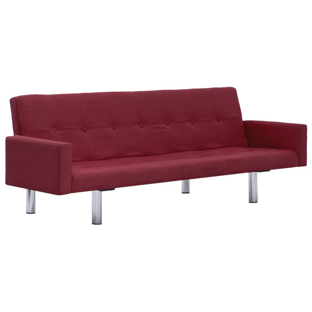 vidaXL Sofa Bed with Armrest Wine Red Fabric, 287929