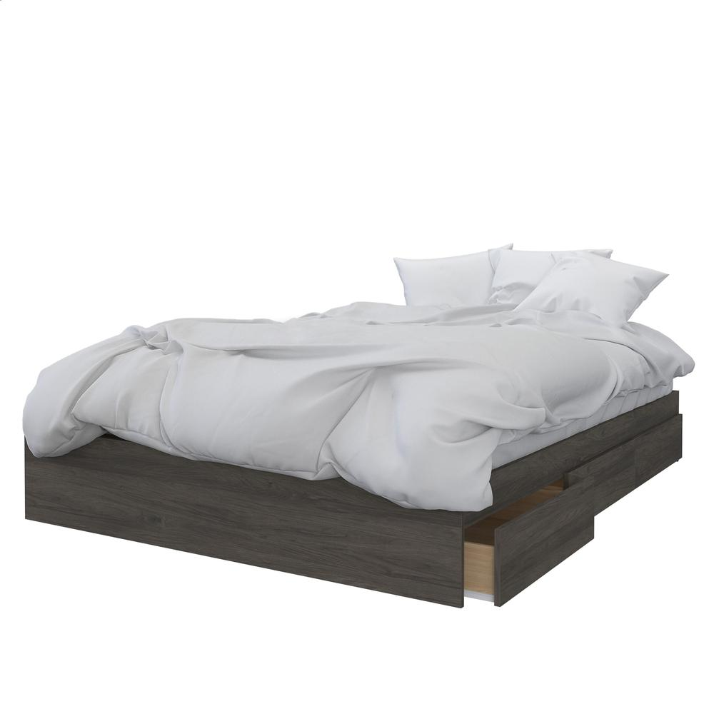 Flora 4 Piece Queen Size Bedroom Set, Bark Grey and White