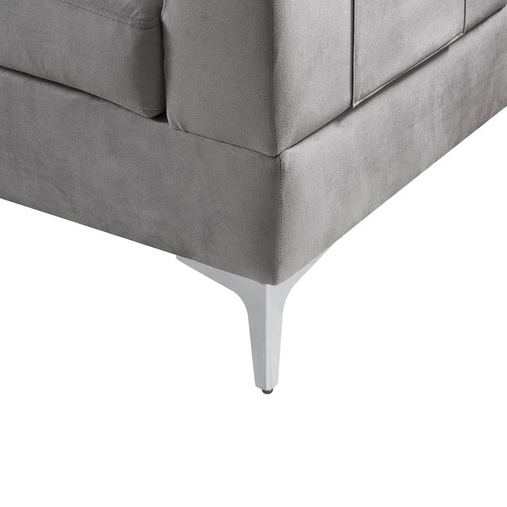 Chloe Black Velvet Sectional Sofa Chaise with USB Charging Port