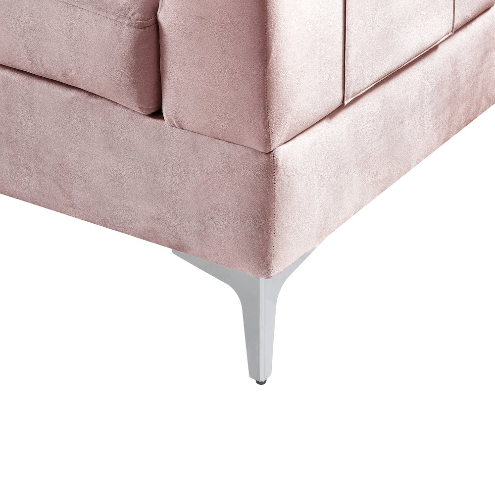 Chloe Black Velvet Sectional Sofa Chaise with USB Charging Port