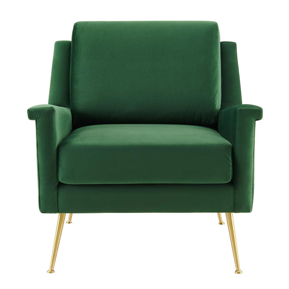 Chesapeake Performance Velvet Armchair - Gold Emerald