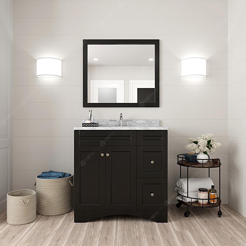 Elise 36" Bath Vanity in Espresso with Marble Top and Sink and Mirror ES-32036-WMSQ-ES