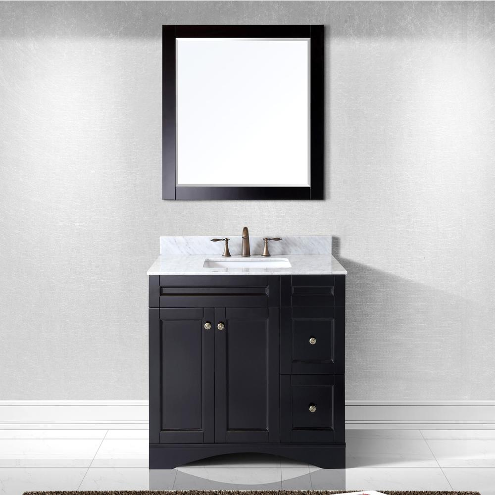 Elise 36" Bath Vanity in Espresso with Marble Top and Sink and Mirror ES-32036-WMSQ-ES