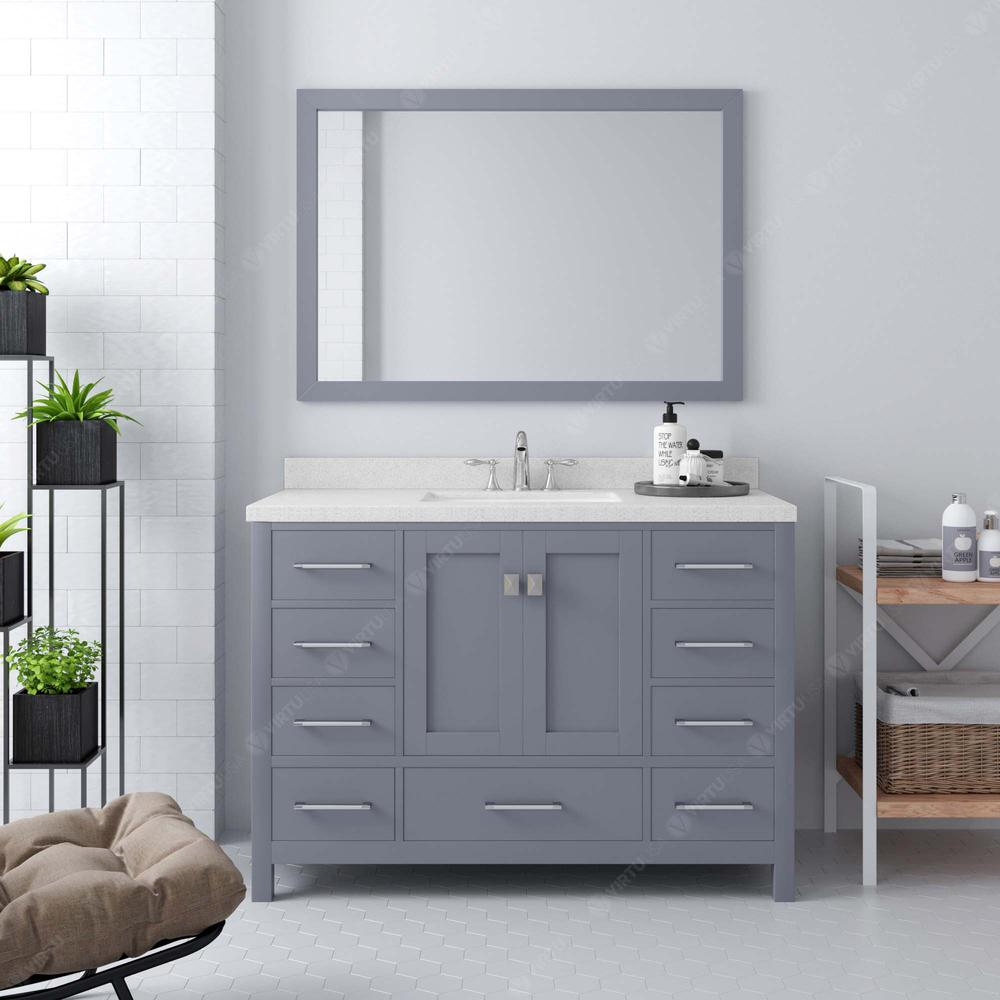 Caroline Avenue 48" Vanity in Gray with Quartz Top and Sink and Mirror GS-50048-DWQRO-GR