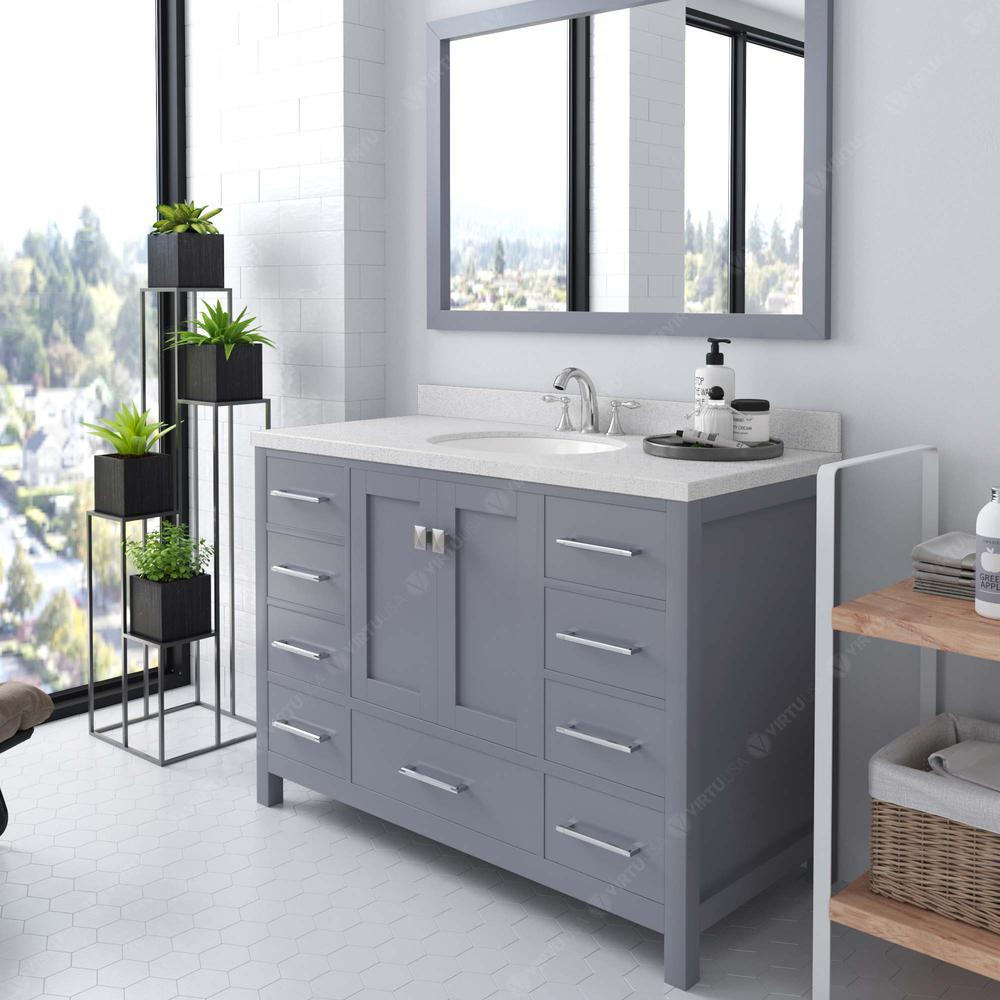Caroline Avenue 48" Vanity in Gray with Quartz Top and Sink and Mirror GS-50048-DWQRO-GR