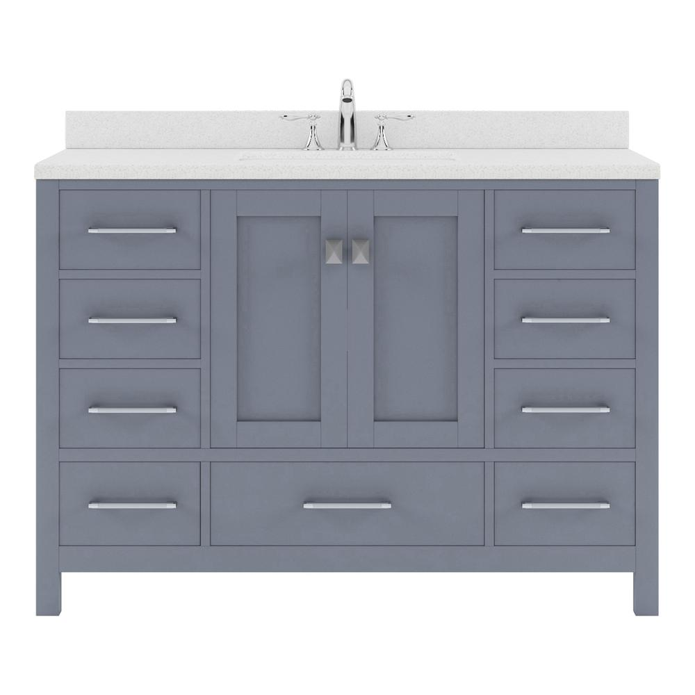 Caroline Avenue 48" Vanity in Gray with Quartz Top and Sink and Mirror GS-50048-DWQRO-GR