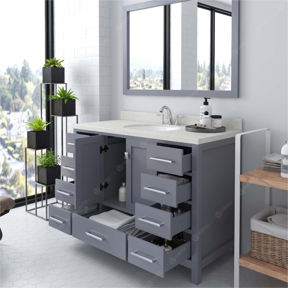 Caroline Avenue 48" Vanity in Gray with Quartz Top and Sink and Mirror GS-50048-DWQRO-GR