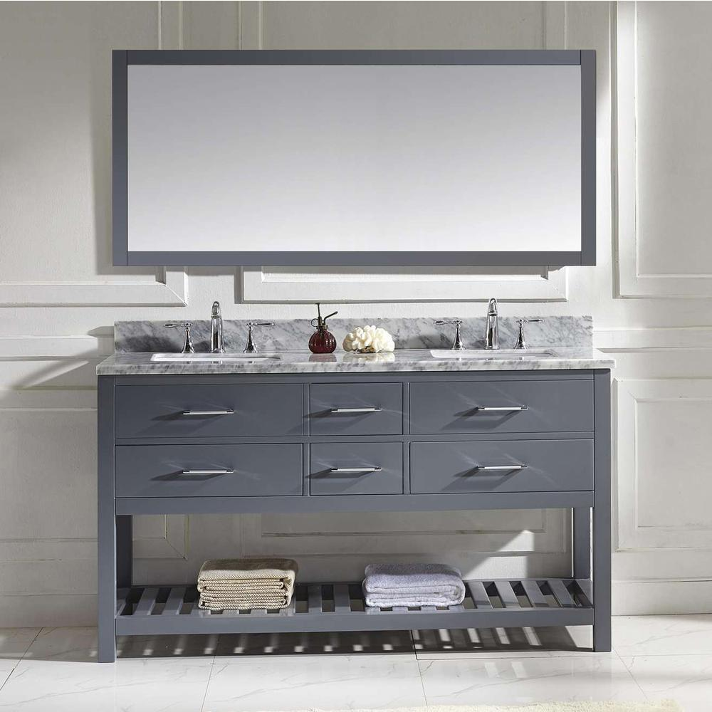 Caroline Estate 60" Vanity in Gray with Top and Sinks and Mirror MD-2260-WMSQ-GR-010