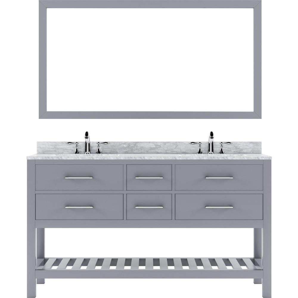 Caroline Estate 60" Vanity in Gray with Top and Sinks and Mirror MD-2260-WMSQ-GR-010