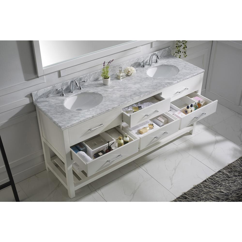 Caroline Estate 72" Vanity in White with Top and Sinks and Mirror MD-2272-WMRO-WH-010