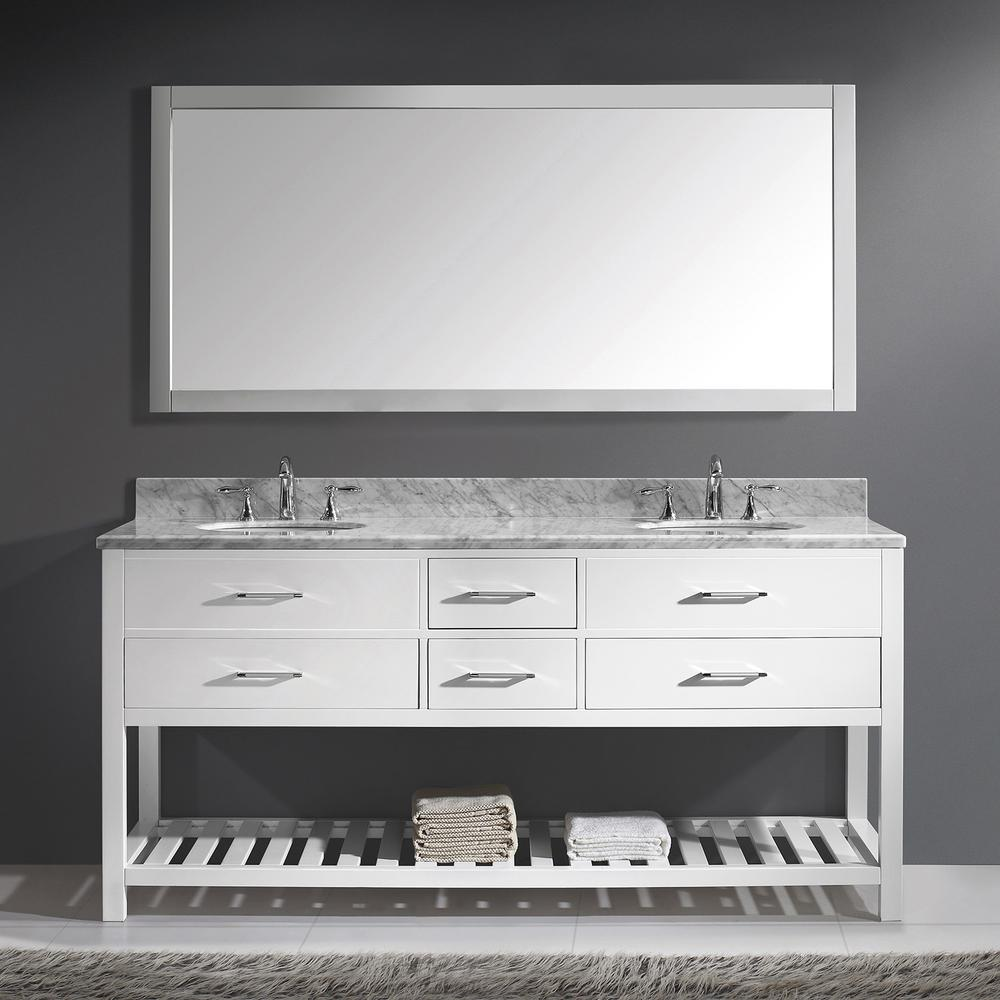 Caroline Estate 72" Vanity in White with Top and Sinks and Mirror MD-2272-WMRO-WH-010