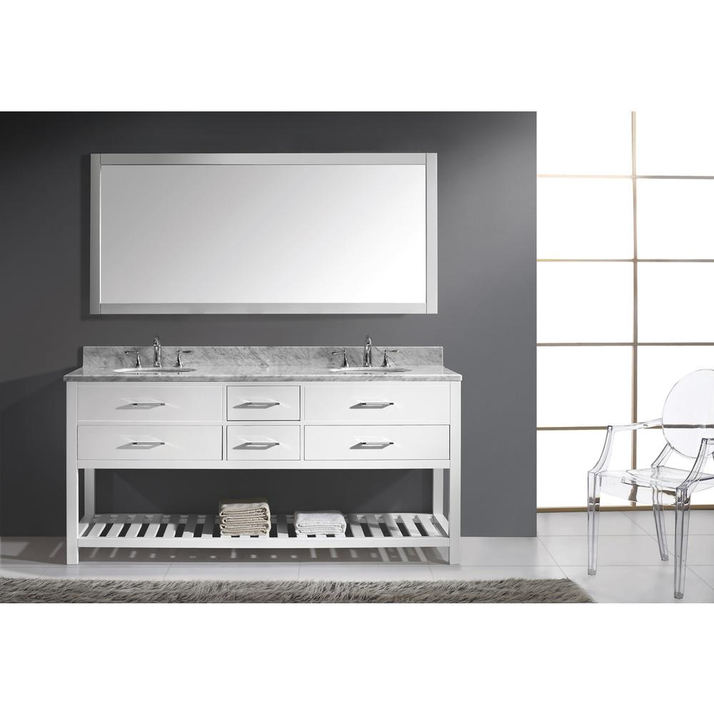 Caroline Estate 72" Vanity in White with Top and Sinks and Mirror MD-2272-WMRO-WH-010