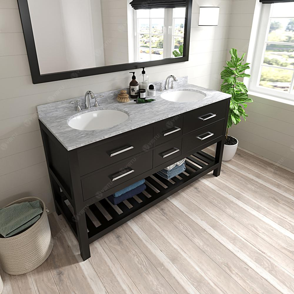 Caroline Estate 60" Vanity in Espresso with Top and Sinks and Mirror MD-2260-WMRO-ES-010