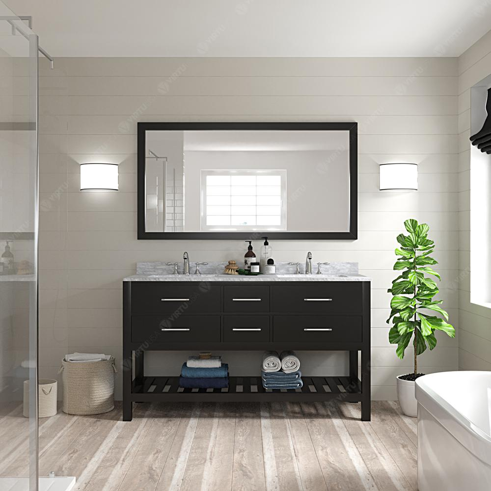 Caroline Estate 60" Vanity in Espresso with Top and Sinks and Mirror MD-2260-WMRO-ES-010