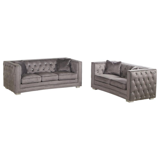 Ruby 2 Pieces Embellished Tufted Sofa & Loveseat
