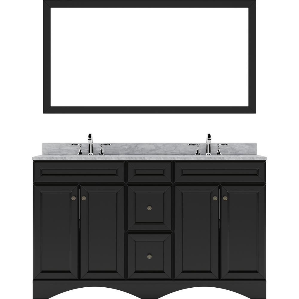 Talisa 60" Vanity in Espresso with Marble Top and Sinks and Mirror ED-25060-WMSQ-ES