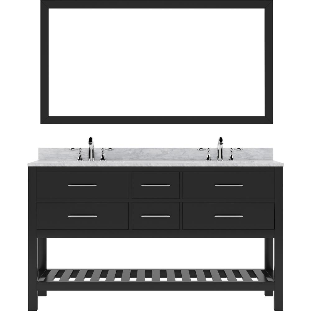 Caroline Estate 60" Vanity in Espresso with Top and Sinks and Mirror MD-2260-WMSQ-ES-010