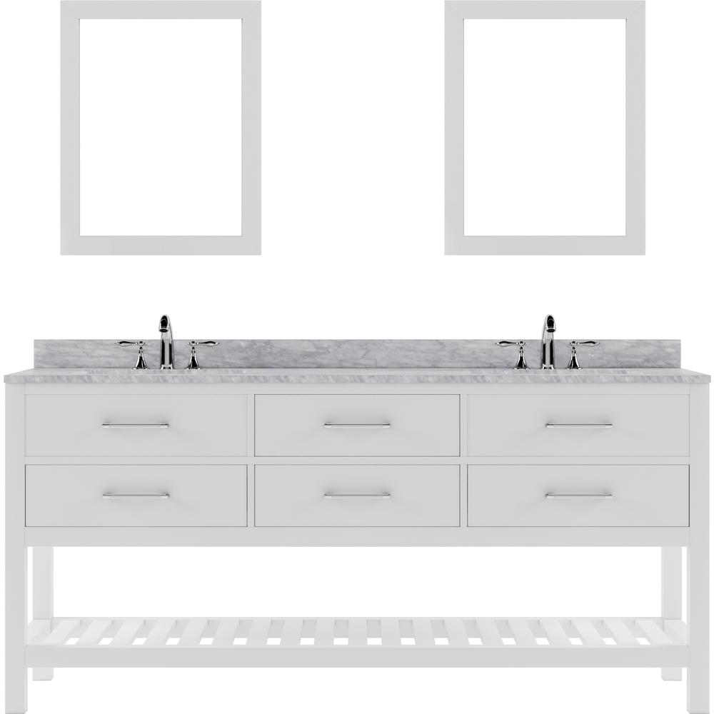 Caroline Estate 72" Vanity in White with Top and Sinks and Mirrors MD-2272-WMRO-WH