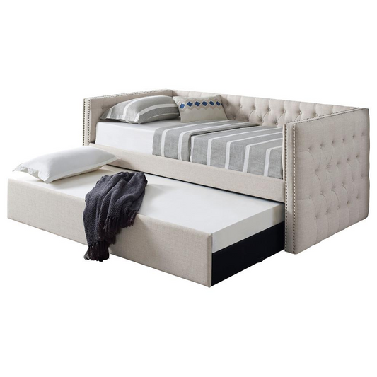 Twin Tufted Nailhead Daybed With Trundle