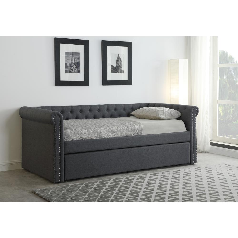 Beige Tufted Daybed with Trundle