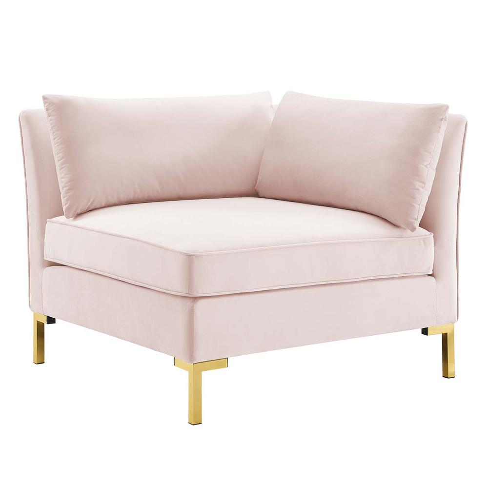 Ardent Performance Velvet Sectional Sofa Corner Chair - Pink