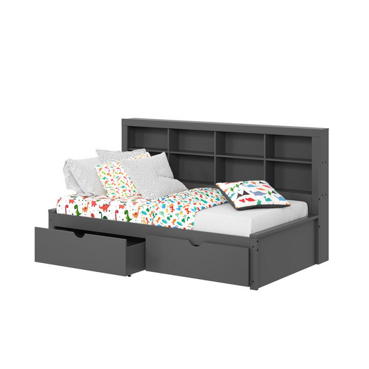 TWIN BOOKCASE DAYBED GARK GREY