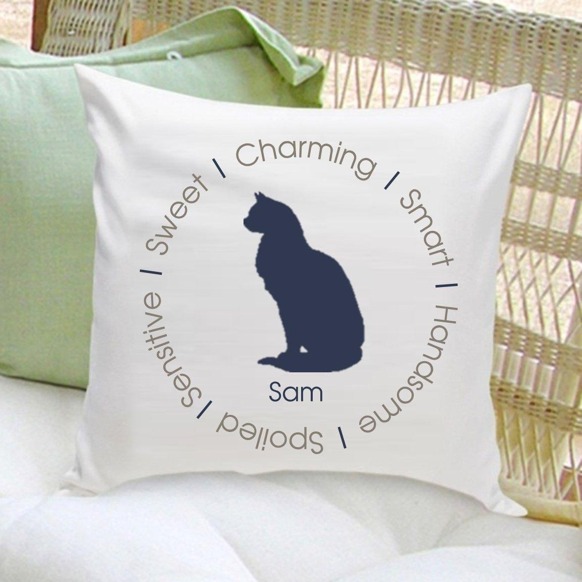 Circle of Love Cat Silhouette Throw Pillow - Blue