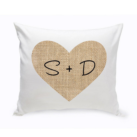 Burlap Heart Throw Pillow