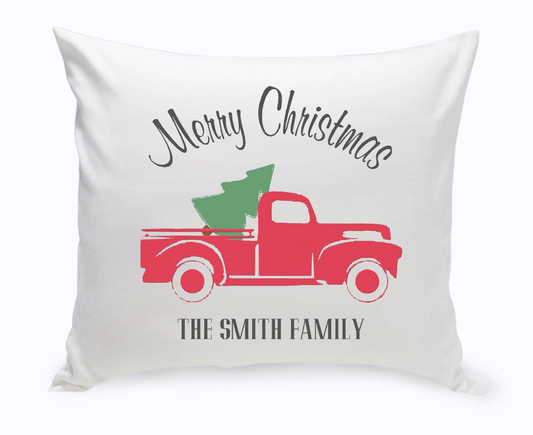 Red Christmas Truck Throw Pillow