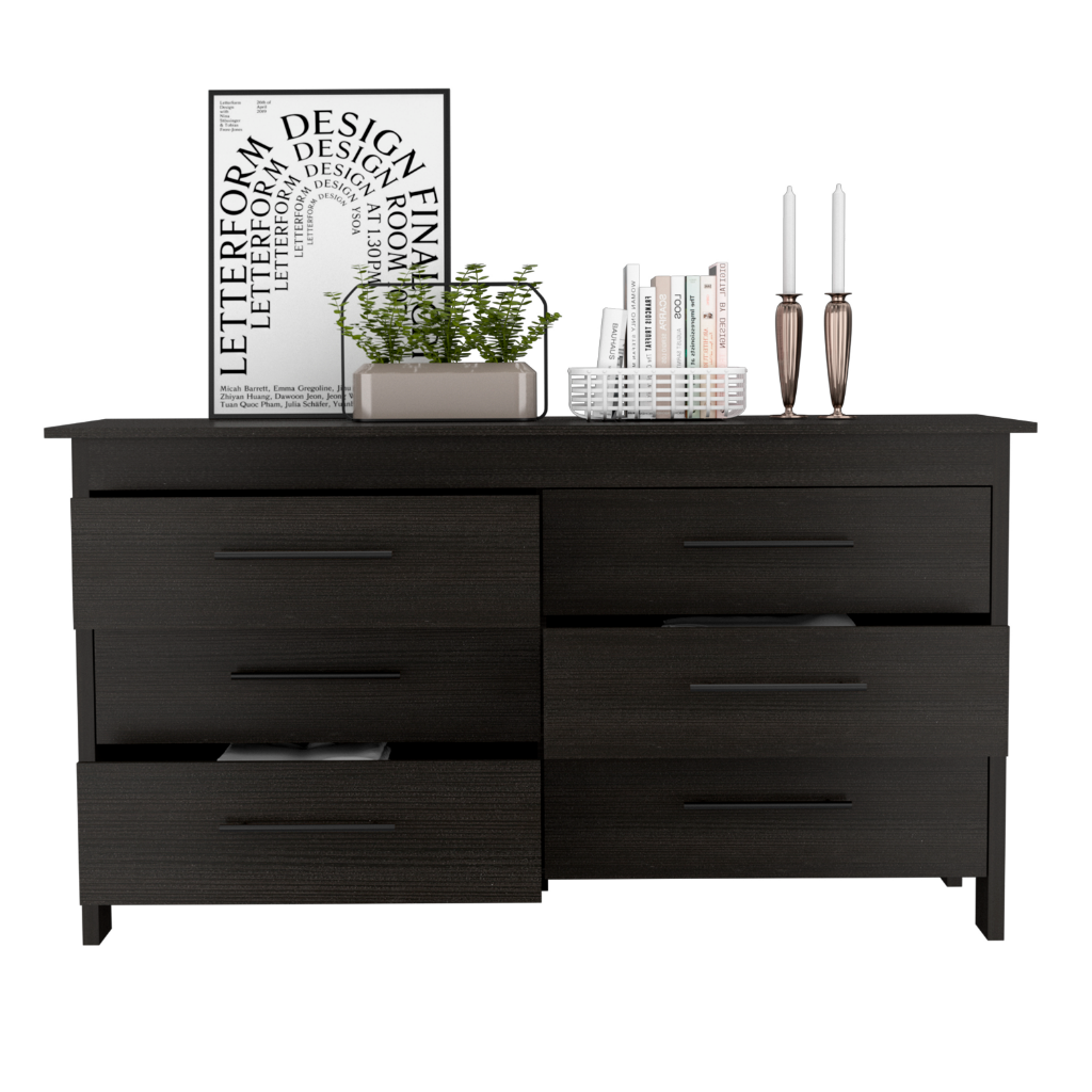 Paris 6 Drawer Double Dresser, Four Legs, Superior Top