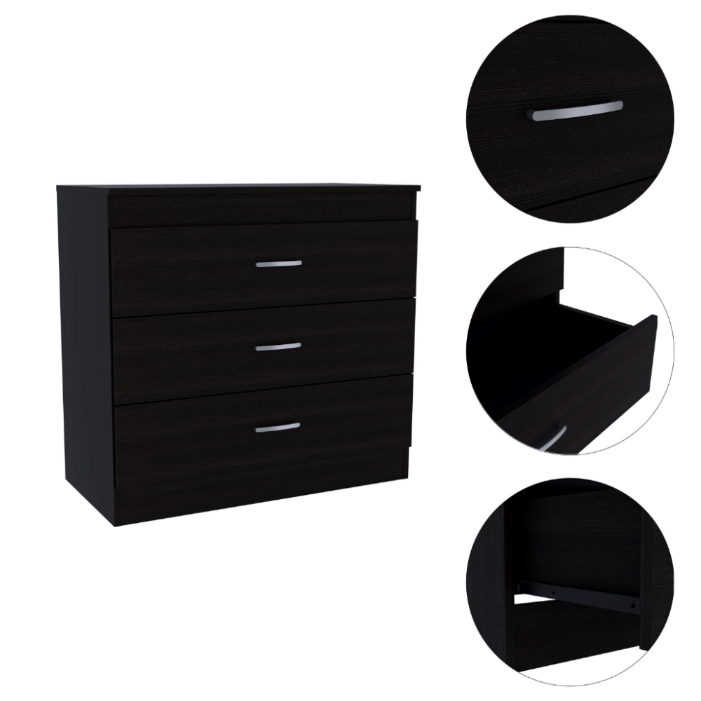 Zurich Three Drawers Dresser, Metal Handle