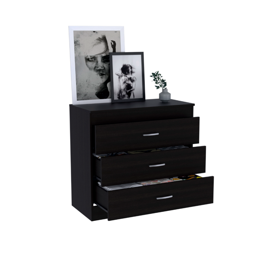 Zurich Three Drawers Dresser, Metal Handle