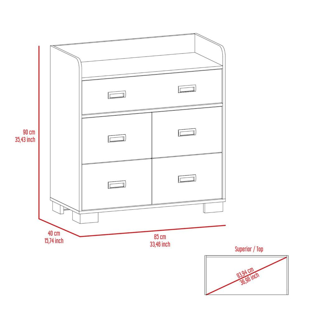 Neptune Dresser, Four Drawers, Four Legs, Superior Top