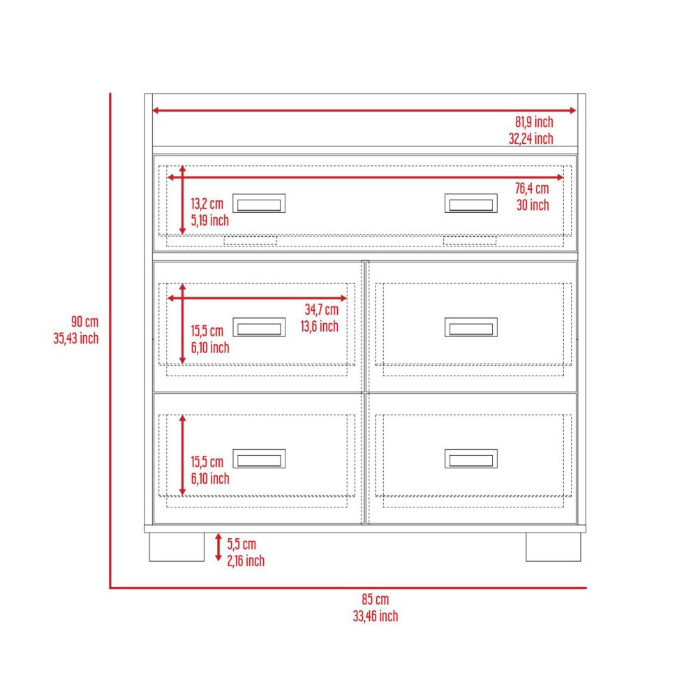 Neptune Dresser, Four Drawers, Four Legs, Superior Top