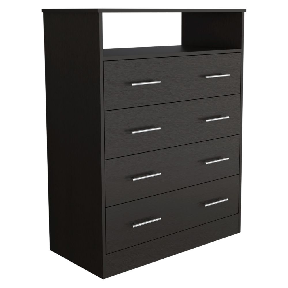 Serbian Four Drawer Dresser, Superior Top, One Open Shelf