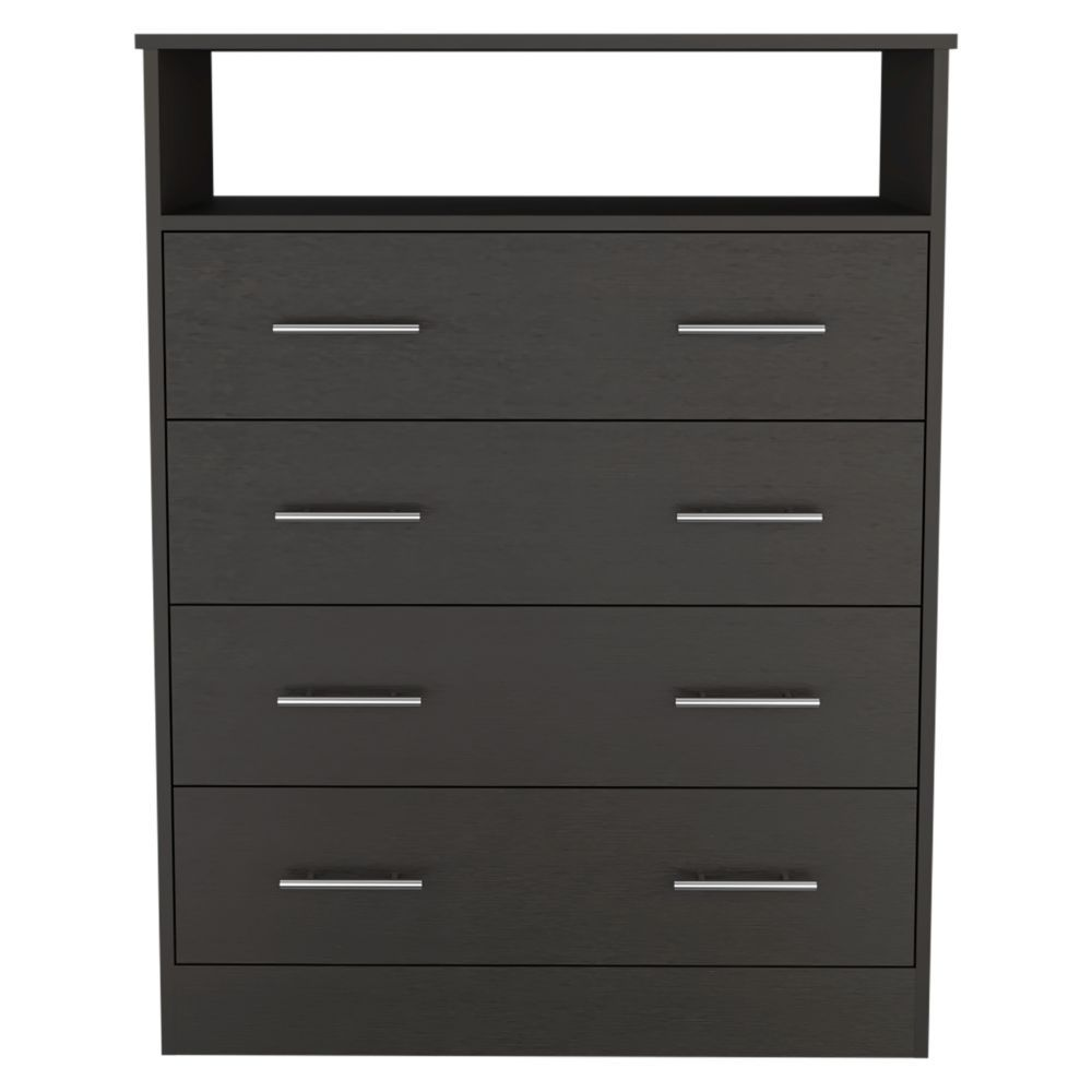 Serbian Four Drawer Dresser, Superior Top, One Open Shelf