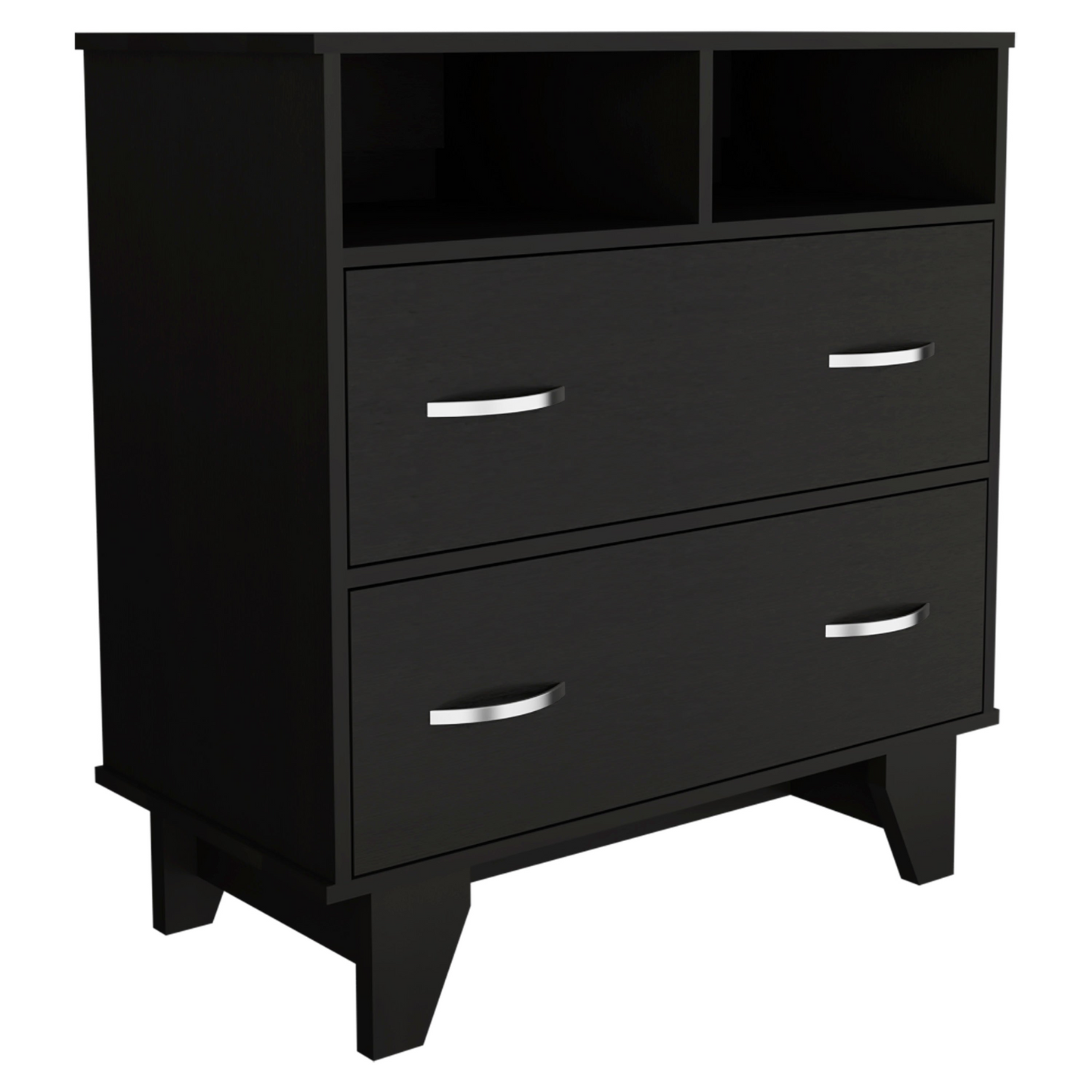 Stamford Double Drawer Dresser, Two Open Shelves, Superior Top