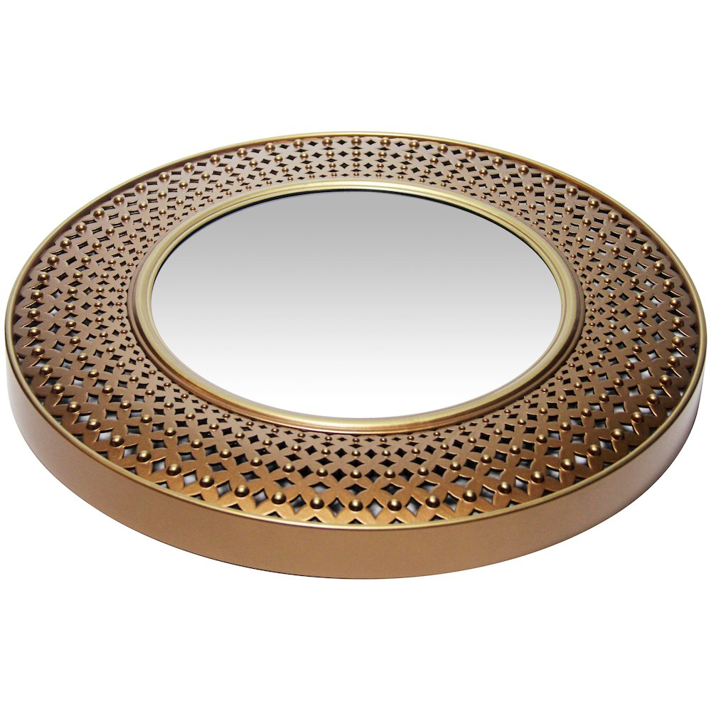 15.75 in Round Wall Mirror, Gold/Copper Finish Case over a 9.75 in Round Mirror