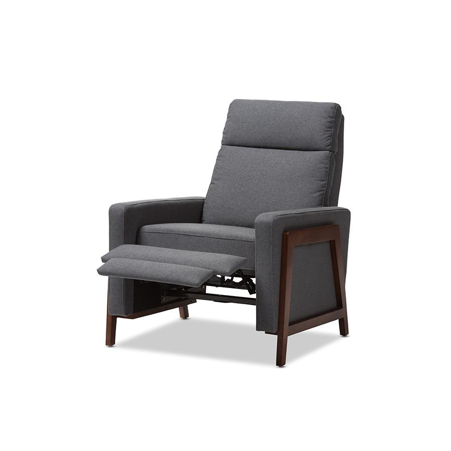 Halstein Mid-century Modern Grey Fabric Upholstered Lounge Chair