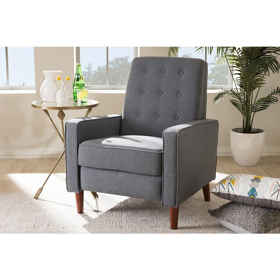 Mathias Mid-century Modern Grey Fabric Upholstered Lounge Chair