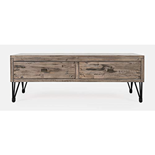 Distresseed Acacia Slim Profile Media Stand, Rustic Brown