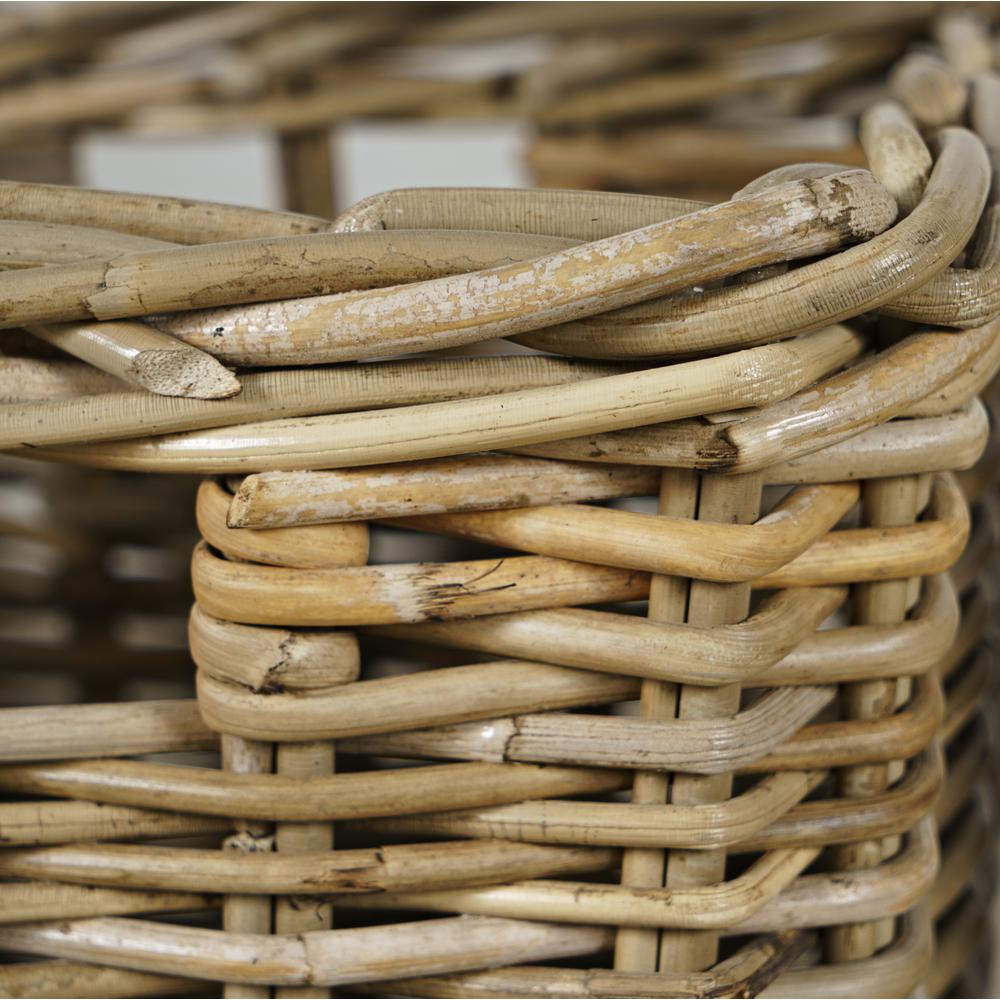 Glen Cove 32" Two Drawer Console Table with Rattan Storage Baskets in Driftwood Grey Wash