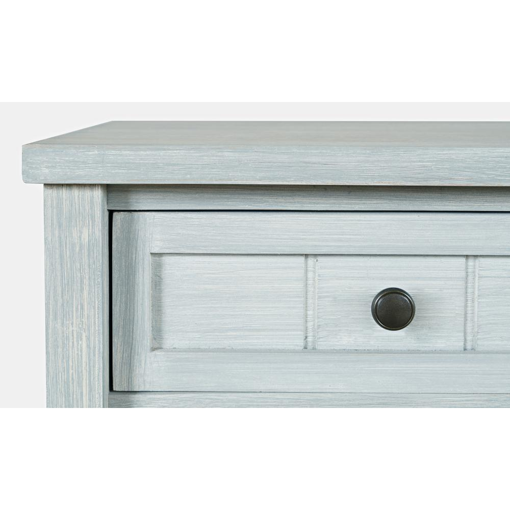 Glen Cove 32" Two Drawer Console Table with Rattan Storage Baskets in Driftwood Grey Wash