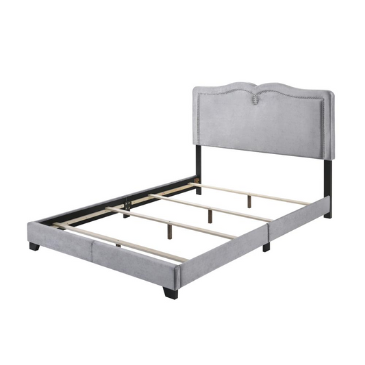 Reuben Queen Bed, Gray Velvet