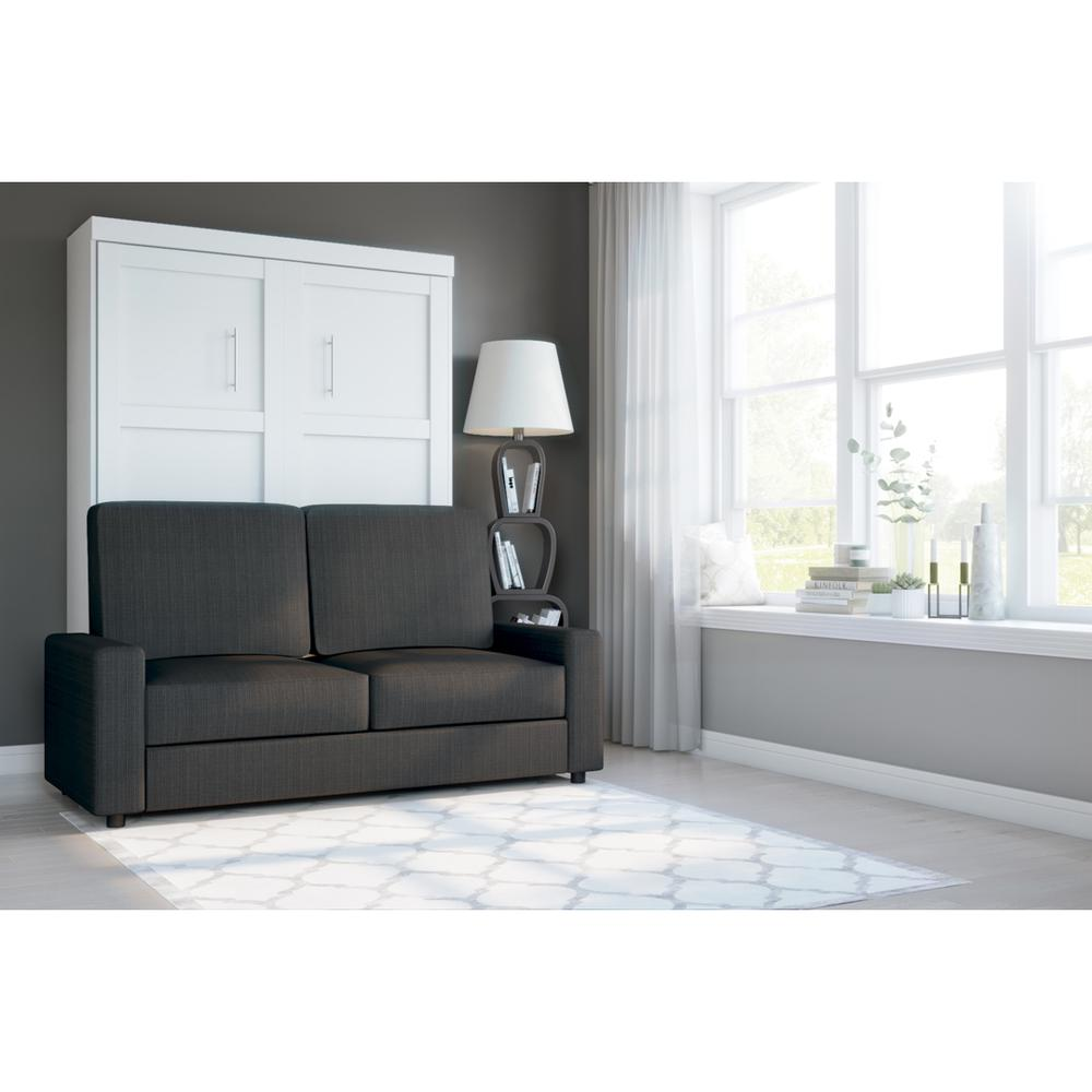 Pur 2-Piece Full Wall Bed and Sofa Set - White & Grey